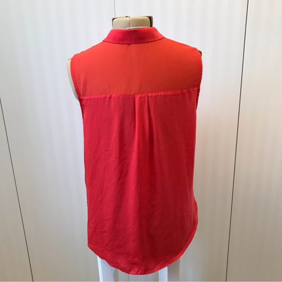 DKNYC orange button down tank sheer section Size L - Picture 2 of 8
